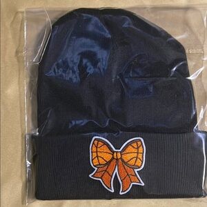 Black Beanie with Basketball Bow
